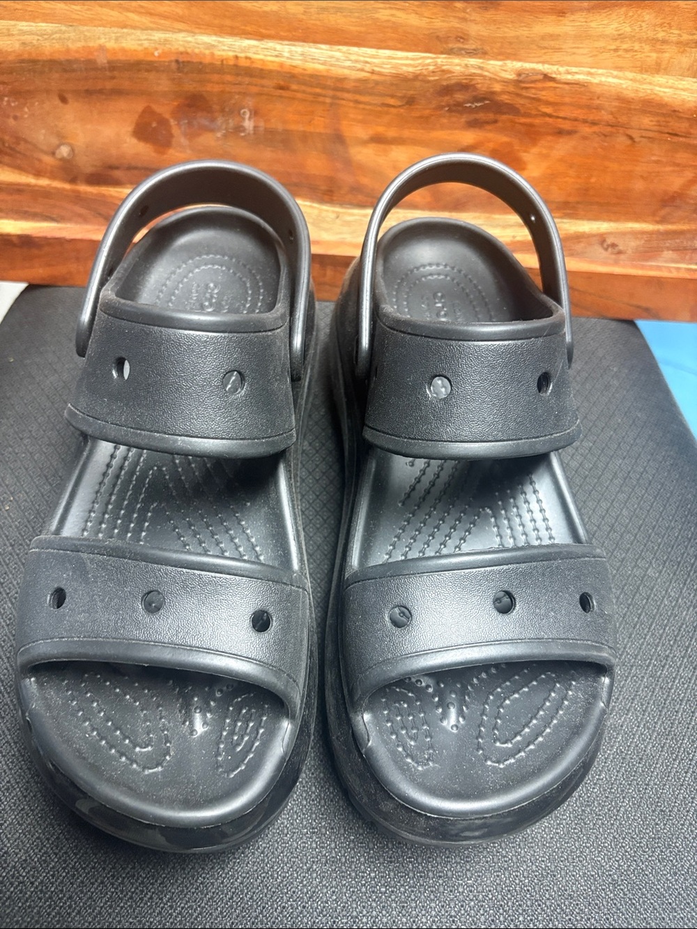 CROCS Black Double-Strap Slide Sandals